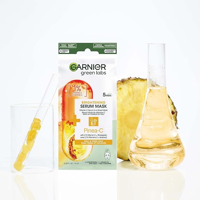 Pinea-C Brightening Serum Mask 5 Minute Sheet Mask with Vitamin C + Pineapple