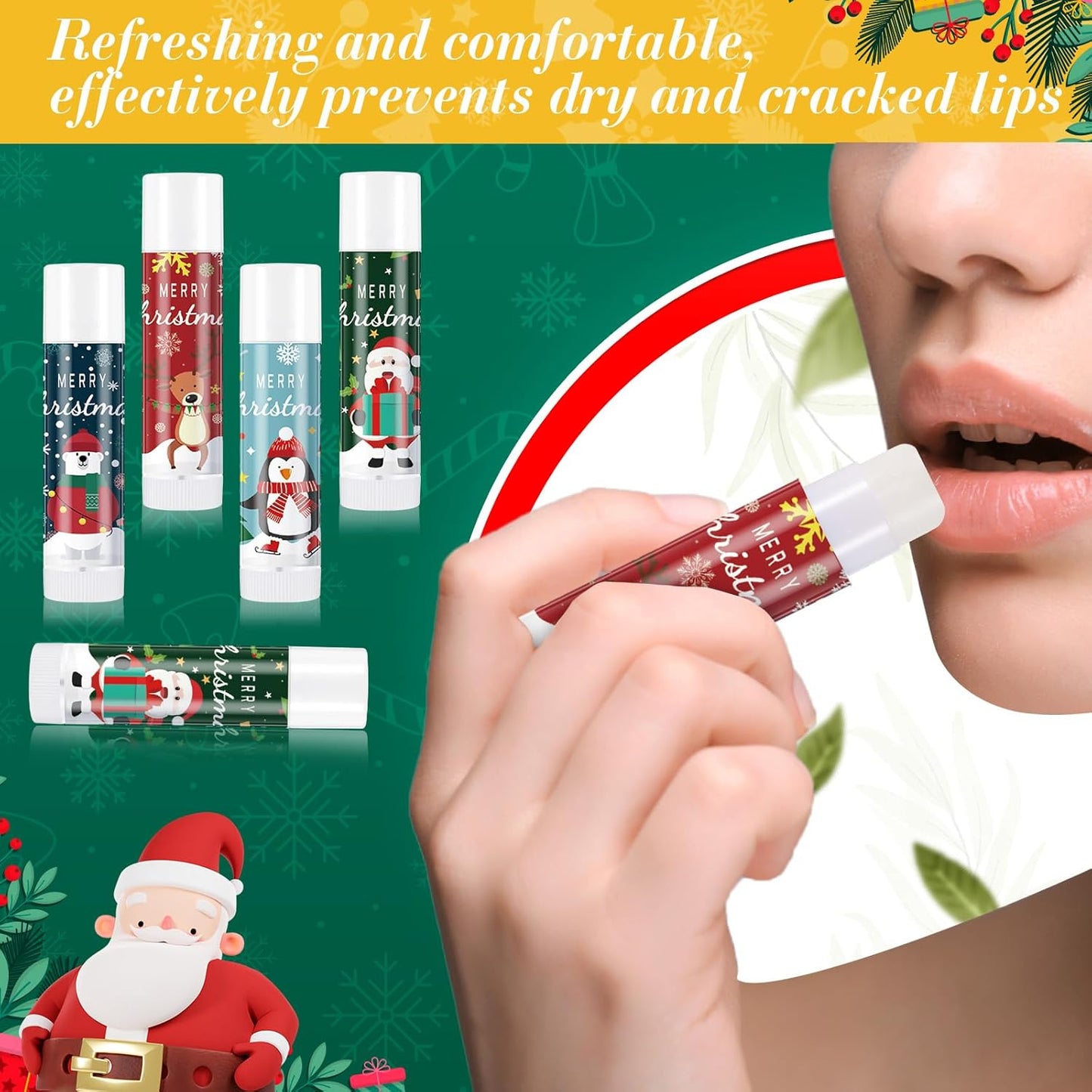24 Set Christmas Hand Cream Gift Set, Including Moisturizing Christmas Hand Lotion, Xmas Lip Balm, Gauze Bags, Thank You Cards Natural Fragrant Xmas Cream with Lip Balm Gifts