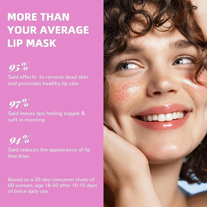 Lip Scrub & Lip Mask - Overnight Treatment Lip Care Kits with 2 Lip Exfoliator & 2 Sleeping Lip Balm, Intense Hydration Lip Set for Dry Chapped Cracked Lips, Exfoliate & Moisturize (4 Pack)