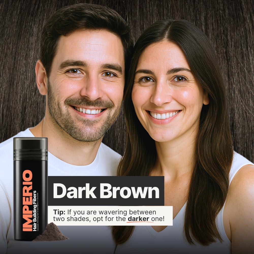 IMPERIO Hair Building Fibers for Thinning Hair - 26g Premium Hair Fibers for Women & Men - Dark Brown