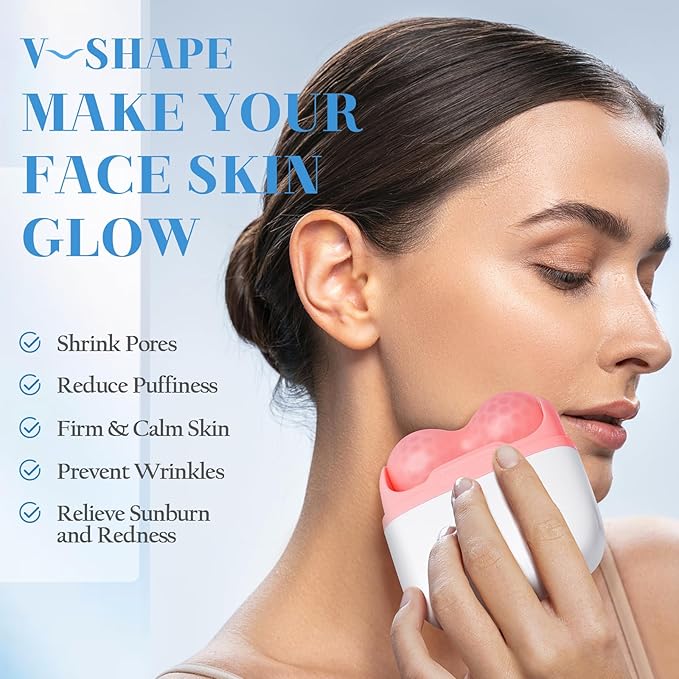 Christmas Gifts for Her Travel Ice Roller for Face and Eye - 2 in 1 Skincare Face Roller Facial Massager Beauty Skin Care Tools Travel Essentials Mothers Day Gifts for Mom Women Wife Girls Adults