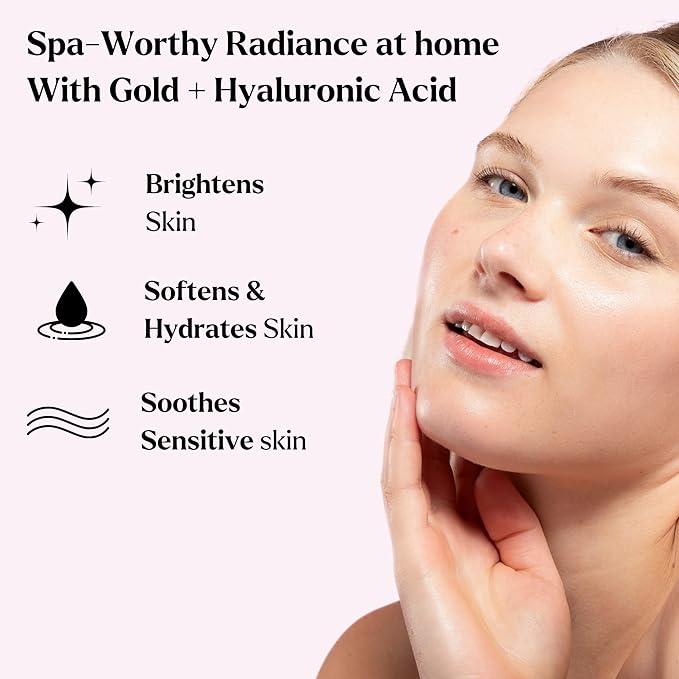 Jelly Face Mask for Facials - 24K Gold + Hyaluronic Acid (Pack of 2) - Hydrating Glowing & Nourishing - Free Jade Roller & Spatula - Professional Hydrojelly Masks -Perfect for Vajacial - 46 Oz Jar