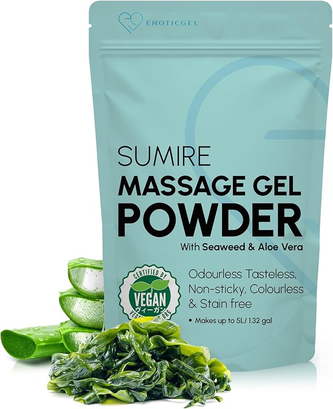 Japanese Nuru Massage Gel Powder 50g - Sumire Edition | Resealable Sachet | Nori Seaweed & Aloe Vera | Made in Japan | Slippery, Odorless, Tasteless, and Stain-Free | Makes Up to 1.32 Gallons of Gel