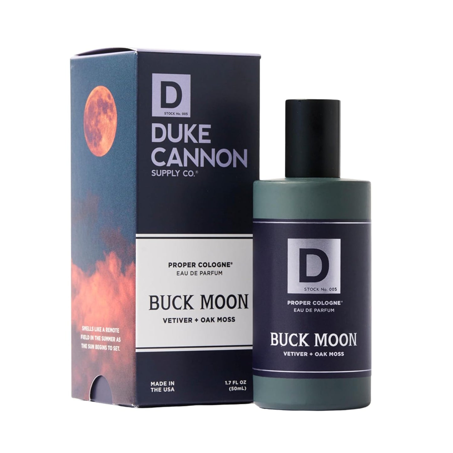 Duke Cannon Proper Cologne Buck Moon | Men's Eau de Parfum | Lime and Vetiver | Warm, Earthy, Long-Lasting Scent | 1.7 fl oz