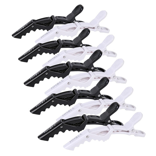 HH&LL Hair Clips for Women – Wide Teeth & Double-Hinged Design – Alligator Styling Sectioning Clips of Professional Hair Salon Quality - 10Pack (Black+White)