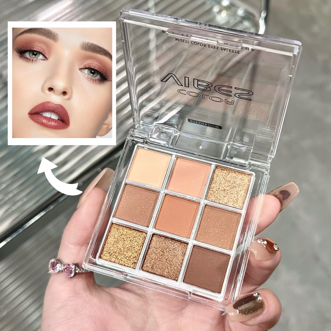 9 Color Brown Eyeshadow Palette - Rose Gold Dark Brown Bronze Naked Matte & Glitter Shades, Long-Lasting, Waterproof & Blendable, Natural Nude Eye Shadow Set sombras para ojos (Chocolate)