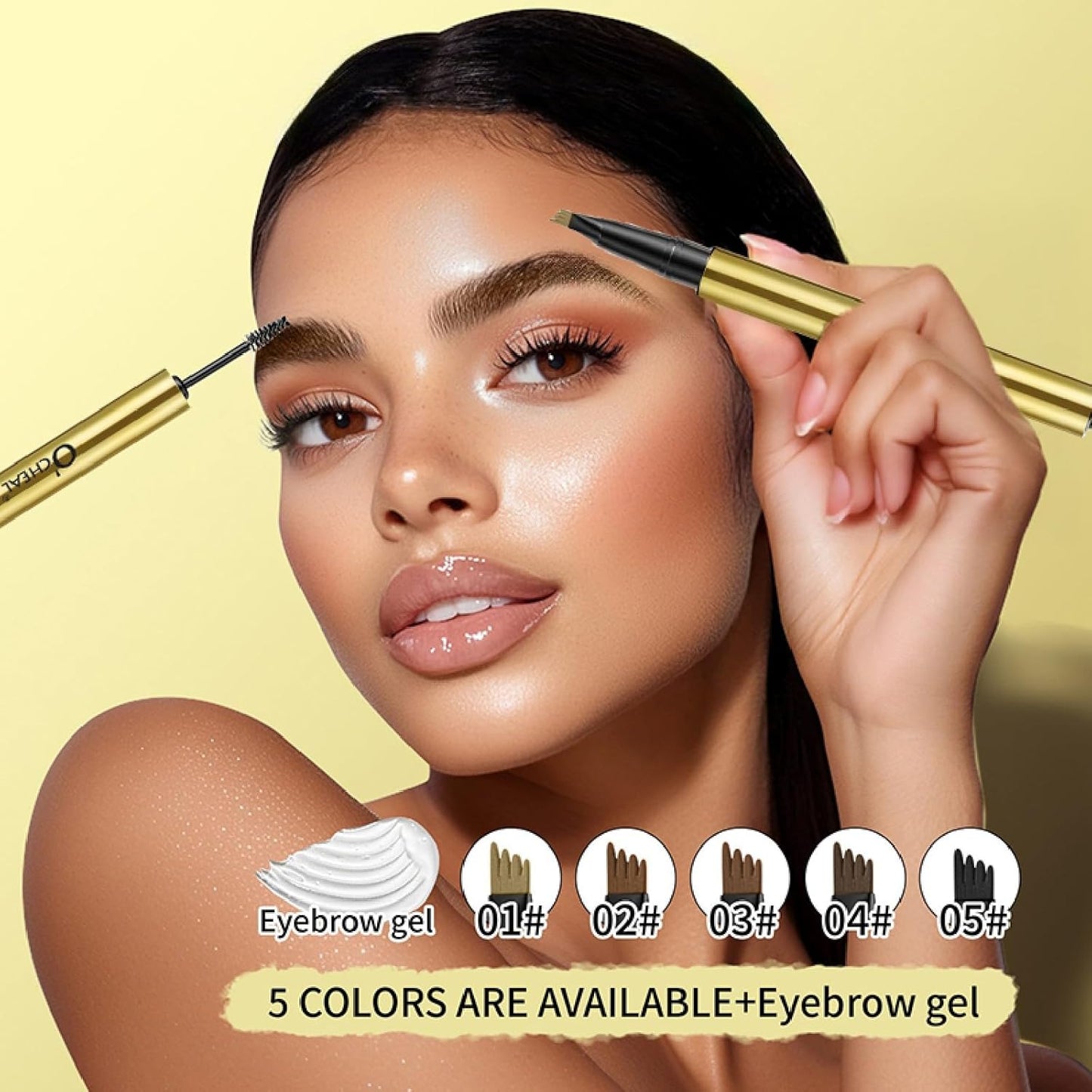 O'CHEAL Double-end Styling Eyebrow Pen and Eyebrow Gel with 3 eyebrow cards, 2-in-1 Eyebrow Pencils for Women with 4-Fork-Tip & Clear Brow Gel, Eyebrow Makeup 04#BLACK BROWM