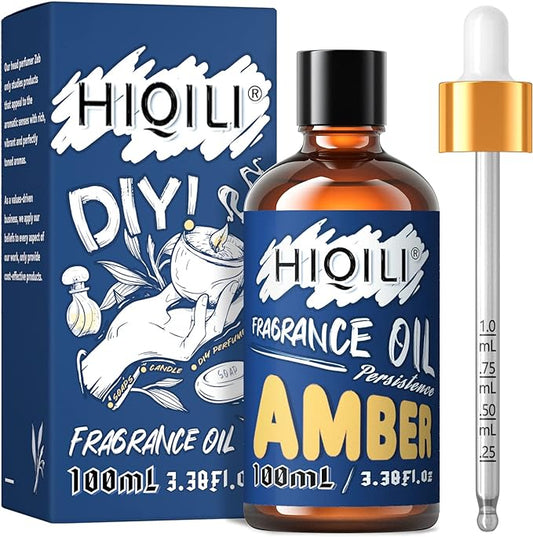 HIQILI Amber Essential Oil - Premium Fragrance Oil for Diffuser, Candle Soap Perfume Lotion Making, 3.38 Fl Oz Halloween Thanksgiving