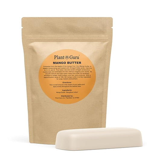 Raw Mango Butter 8 oz. Bar - 100% Pure Natural Unrefined - Great for Skin and Hair Growth. DIY Soap Making, Body Butter, Lotions and Creams.