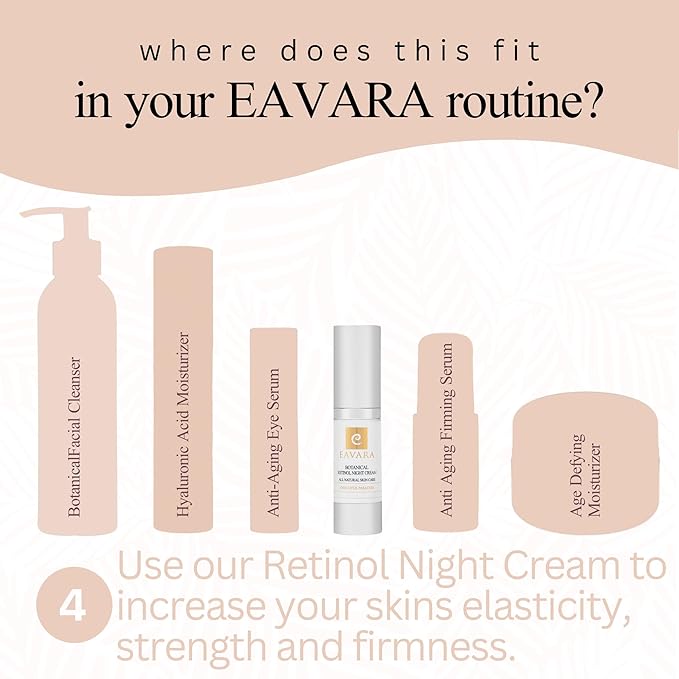 Organic Retinol Night Cream, Anti Aging Overnight Natural Face Moisturizer Cream with Hyaluronic Acid, Shea Butter, and Aloe Vera, Helps with Fine Lines & Wrinkles