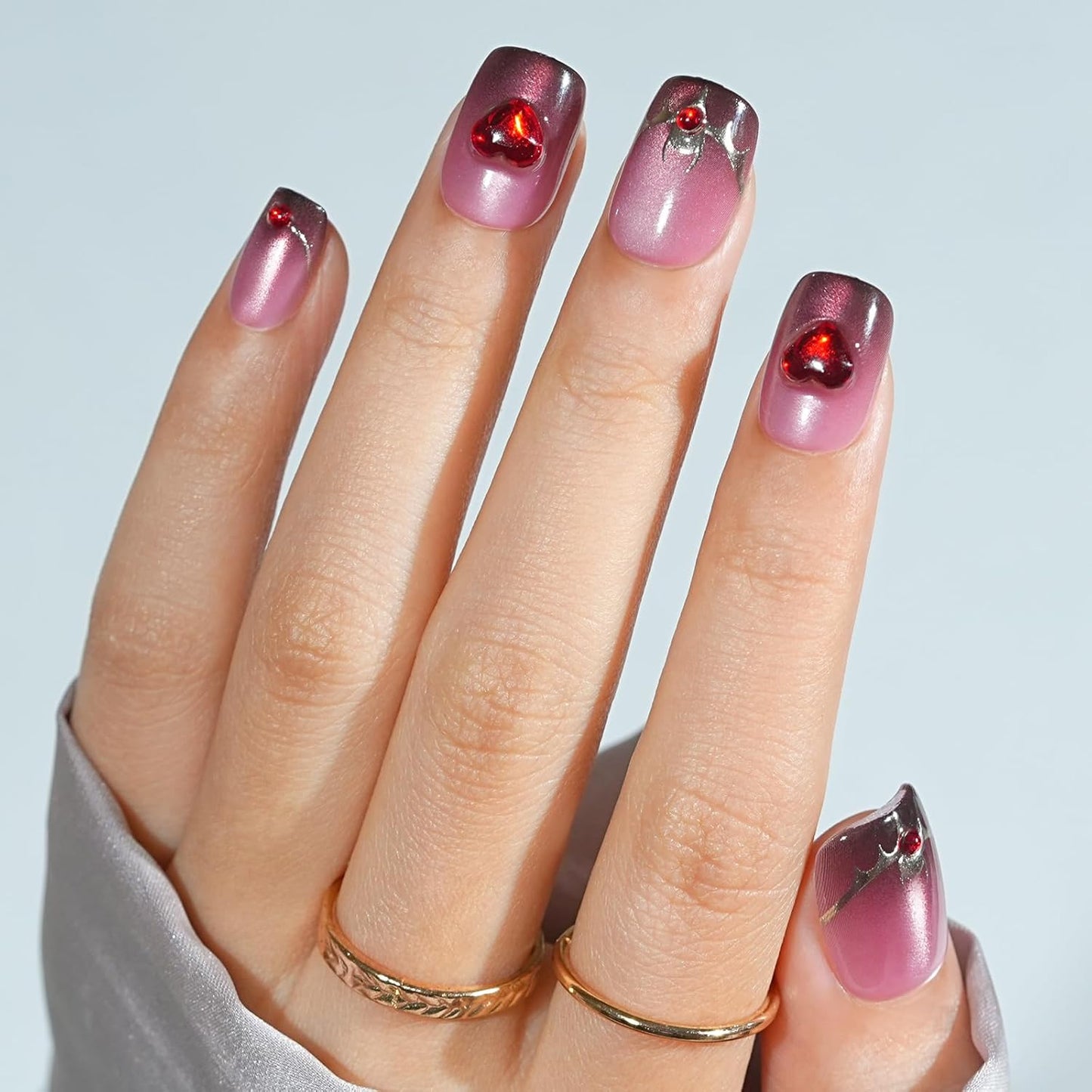 Halloween Press On Nails Short - Moonfang Glow, French Tip Press On Fake Nails Acrylic Square Halloween Nails Press on with Nail Glue, Stick On Vampire Nails in 16 Sizes - 32 PCS Soft Gel Kit