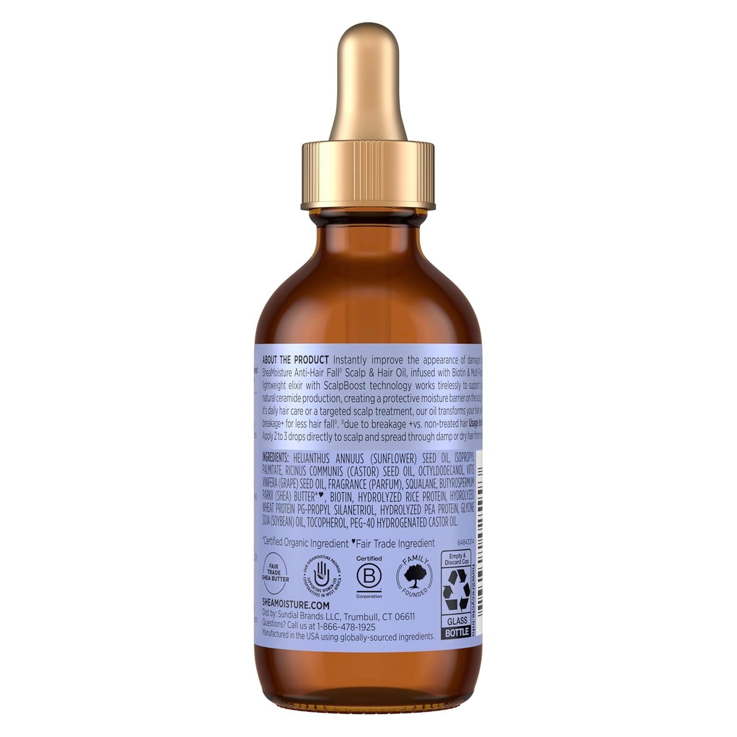 SheaMoisture Scalp & Hair Oil Anti-Hair Fall for Healthy Looking Hair and Moisturized Scalp, with Biotin & Multi-Peptide ScalpBoost Technology, 2 oz