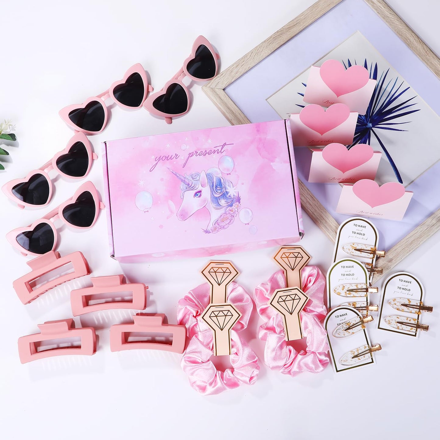20pcs Bridesmaid Proposal Gifts Bridesmaid Hair Claws Bridesmaid Scrunchies Bridesmaid Sunglasses Bridesmaid Hair Clips Bridesmaid Card Wedding Favor Gift for Women Girls