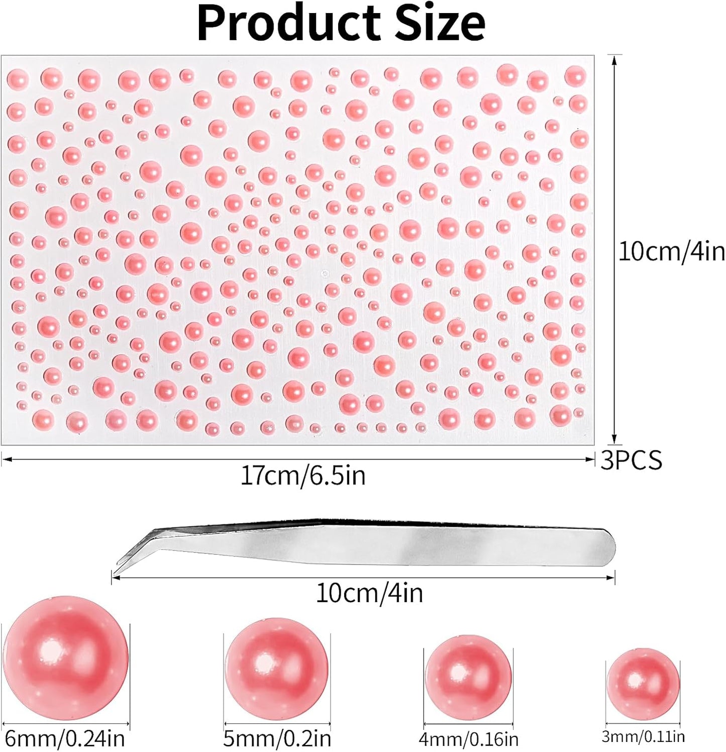 Self Adhesive Face Gems and Pearls for Makeup, Festival Jewels, Hair Gems, Rhinestone Stickers for Face, Eye, Makeup, Nail, Body, Crafts 3/4/5/6 mm 975Pcs (22.Pearl_Pink)