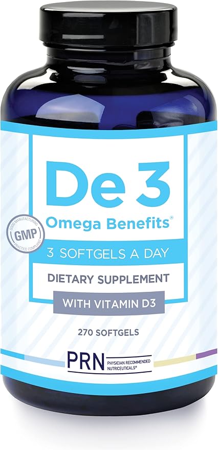 PRN De3 Omega-3 Fish Oil – 270 Softgels, 90-Day Supply – 2240mg EPA & DHA with No Fishy Burps – Fish Oil Supplements for Dry Eye Care