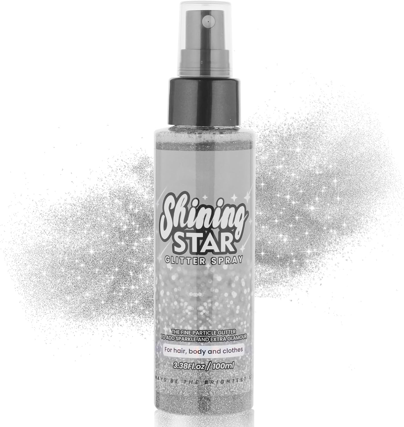 MEICOLY Silver Hair Body Glitter Spray,100ML(3.53OZ),Liquid Glitter Hairspray,Sparkle Glitter Spray for Hair/Body/Clothes,Body Shimmer for Skin,Lightweight,Long Lasting