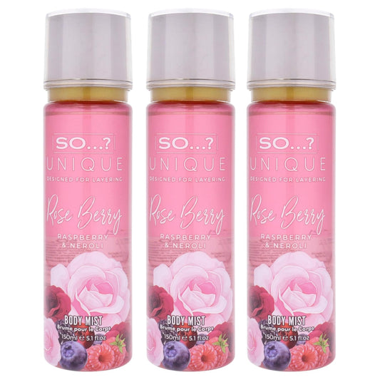 So...? Unique Body Mist - Rose Berry for Women - 5.1 oz Body Mist - Pack of 3