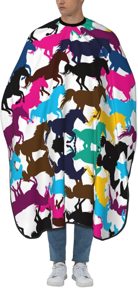 Hair Cutting Salon Cape Colorful Horse Salon Cape Apron for Hair Salon, Cosmetology Supplies, Water Resistant Professional Salon Cape Hair Cutting Cloak - 55x66 Inch