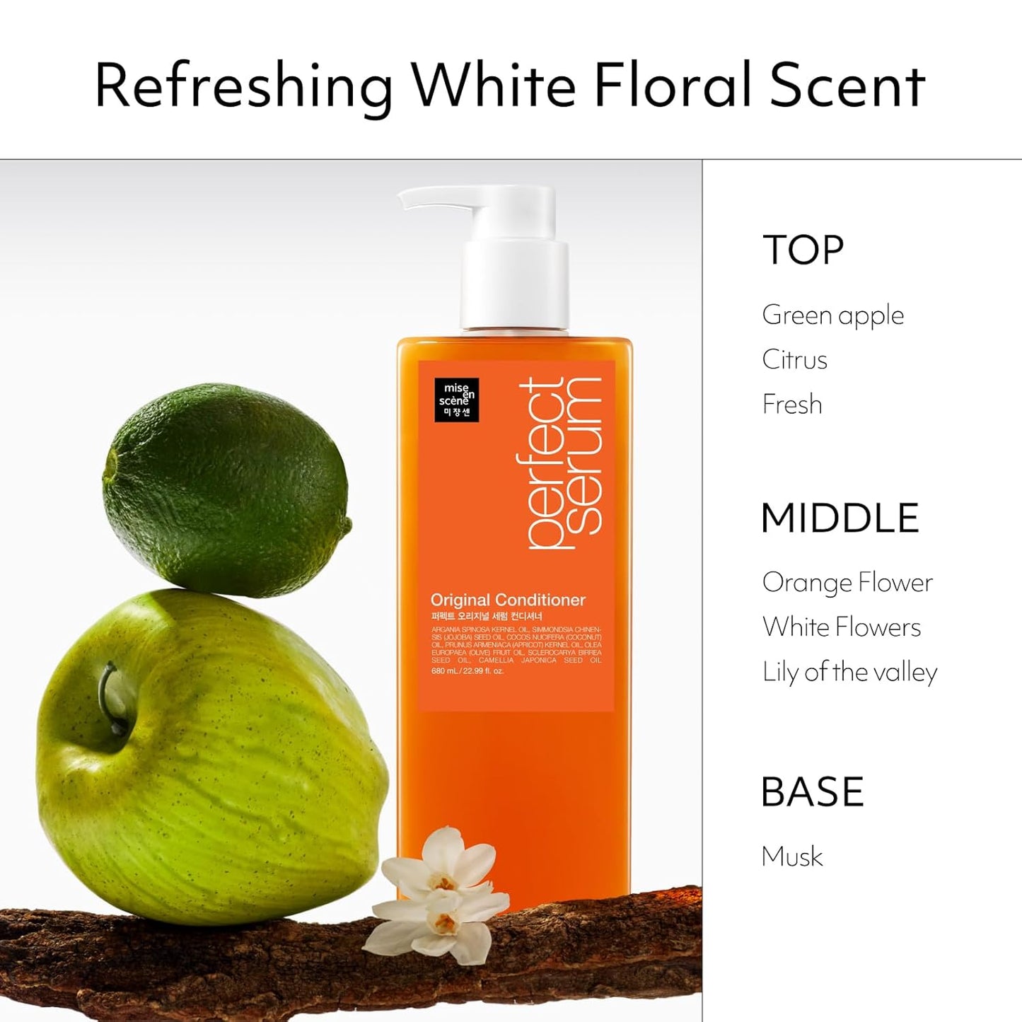 Mise En Scene Perfect Serum Original Conditioner For Damaged Hair, Nutrient Care With Argan Oil, Containing Jojoba-Seed-Oil For Smooth, Glossy Texture, 22.99 Fl. Oz.