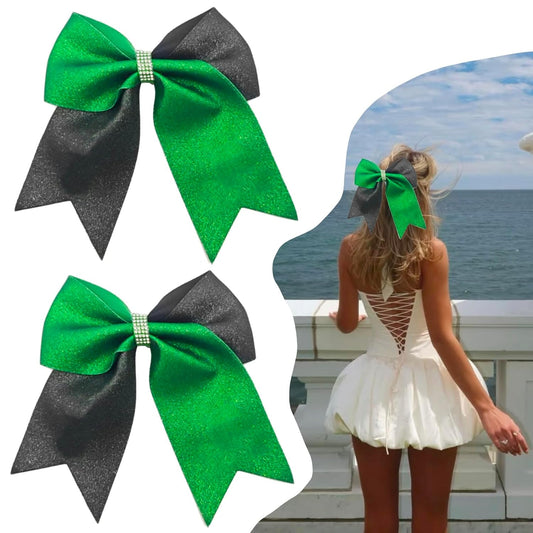 2Pcs Green & Pink Hair Bows – Witch Hair Accessories, Witch Merch Gifts for Women, Inspired Clips for Musical Fans & Costume Parties (Green)