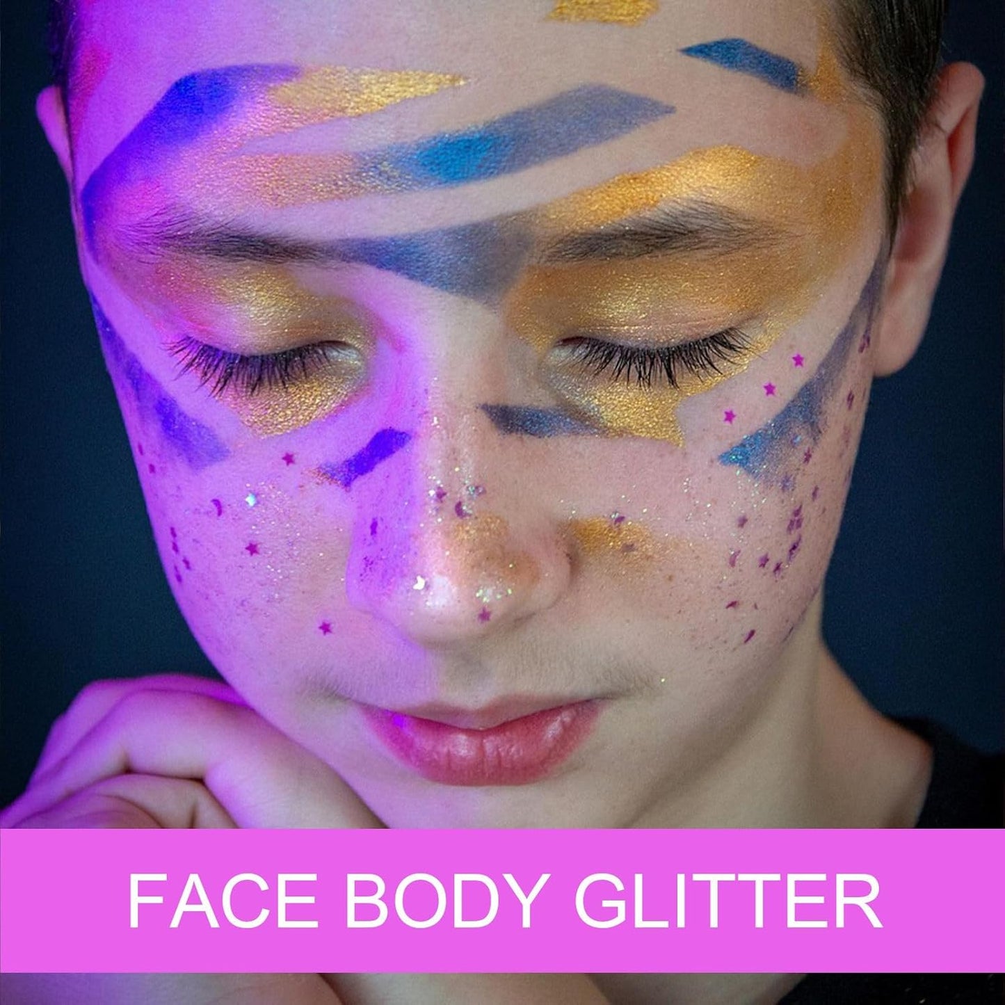Body Glitter Gel - Halloween Costumes for Women, Sparkly Chunky Glitter Hair for Kids, Halloween Christmas Singer Concert Festival Rave Accessories (Pink Body Glitter)