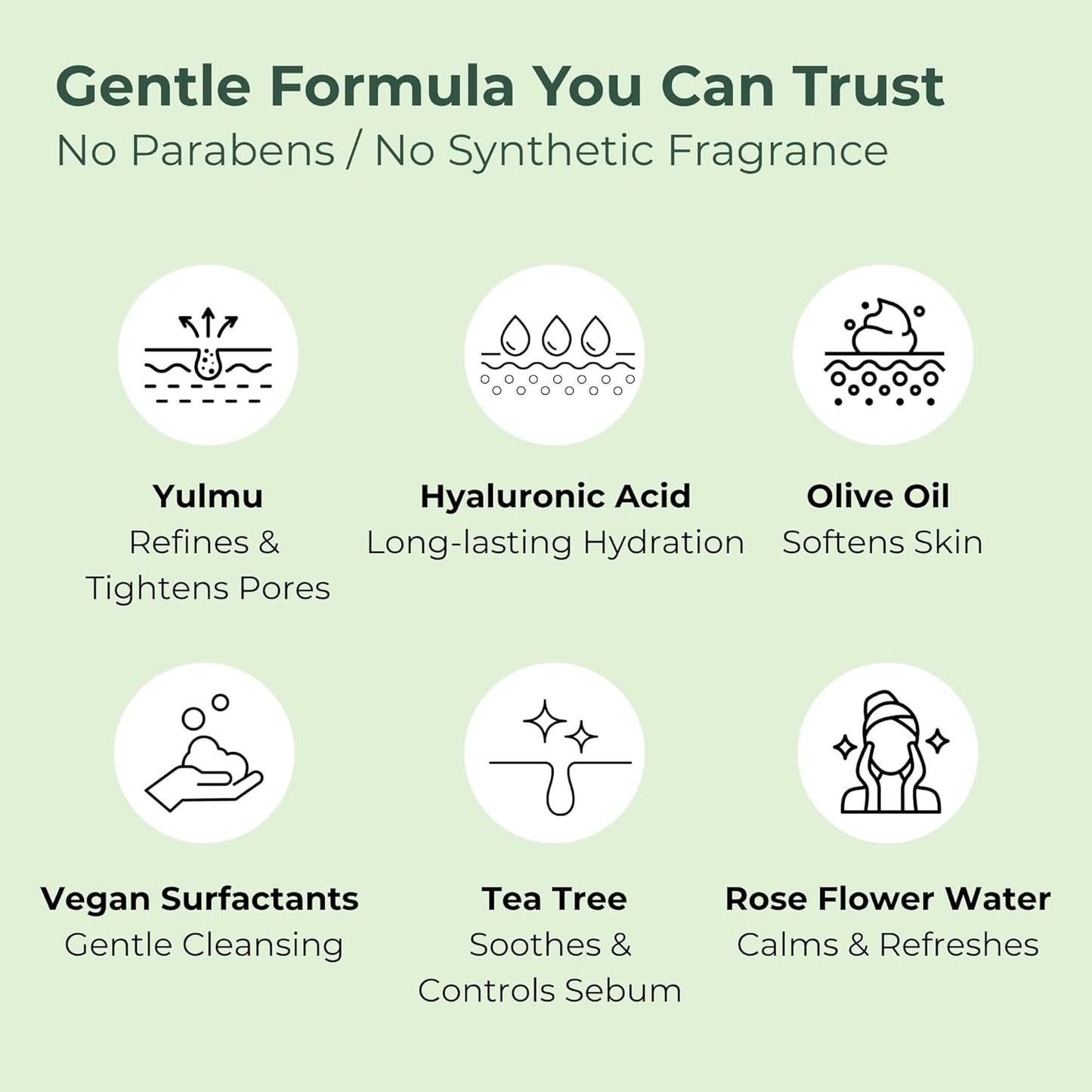 BMBCO Gentle Pore Cleansing Foam for Sensitive Skin – Yulmu Vegan Face Wash with Natural Surfactants & Hydrating Formula, 120g