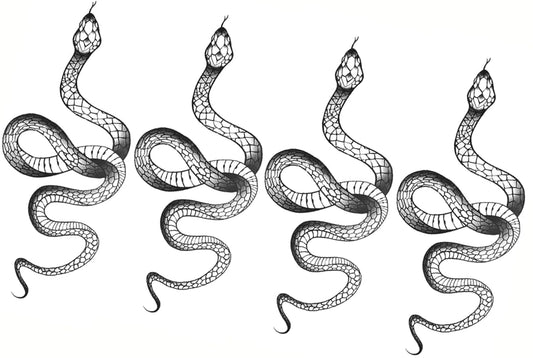 Fashion Realistic Big Size Black Snake Temporary Tattoo Stickers for Women Men Waterproof Fake Tattoo Waist Body Forearm Arm (Pack of 4)