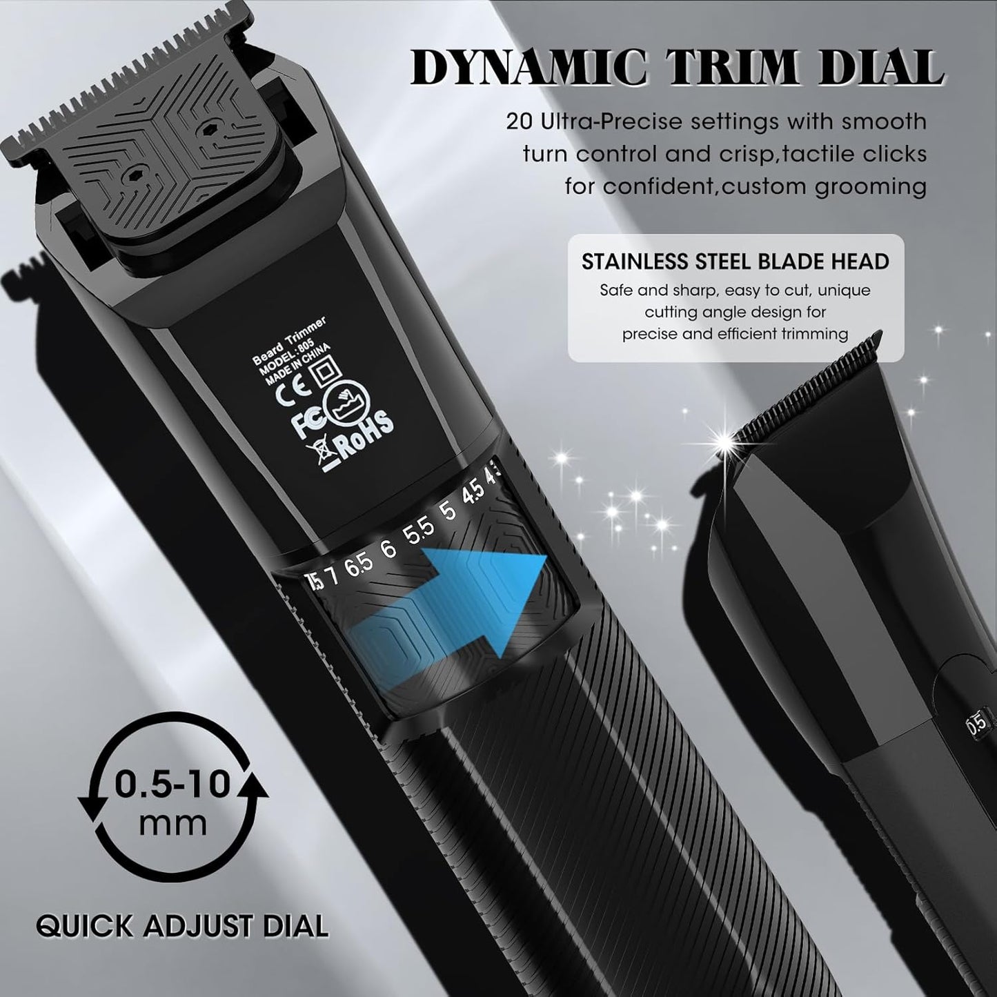 Beard Trimmer for Men Groin & Body Hair Trimmer, Nose & Ear Clipper Head Razors for Bald Men, 5 in 1 Waterproof Manscape Kit with Travel Case, LED Display, Grooming Kit Gift for Him