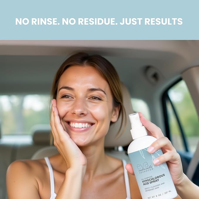 Eva Naturals Hypochlorous Acid Face Spray | Refreshing Facial Cleanser Mist for Sensitive Skin | Post-Workout Skin Toning Spray | Non-Toxic Hydrating Acne Treatment