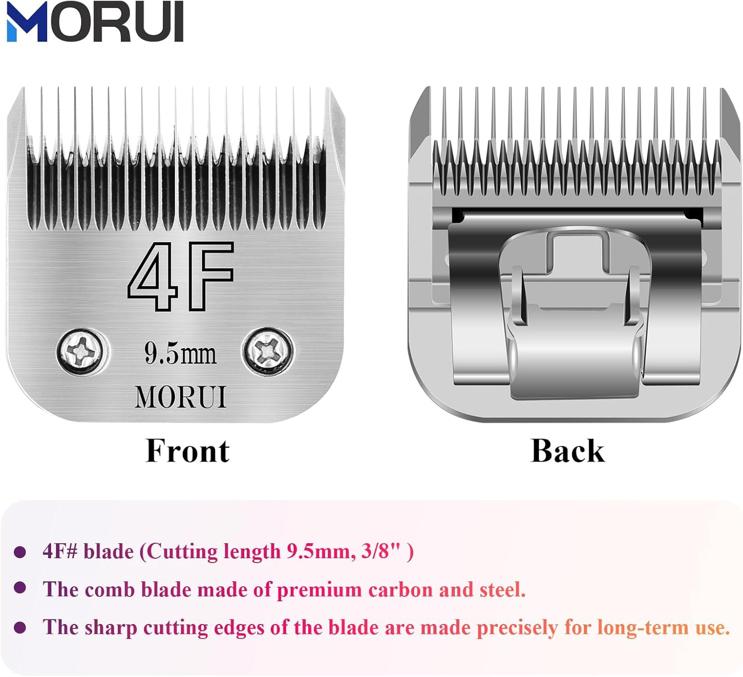 4F Cut Length 3/8"(9.5mm) Detachable Pet Dog Clipper Blades UltraEdge Series Clipper Blades for Dog Grooming Compatible with Most Andis,Oster A5 Wahl KM Series Clippers