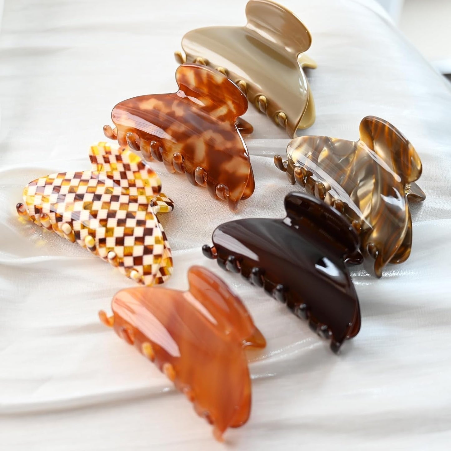 Handmade Celluloid Acetate French Design Barrettes Tortoise Shell Claws Hair Claw Luxury Fashion Accessories Hair Clip for Women (marble coffee)