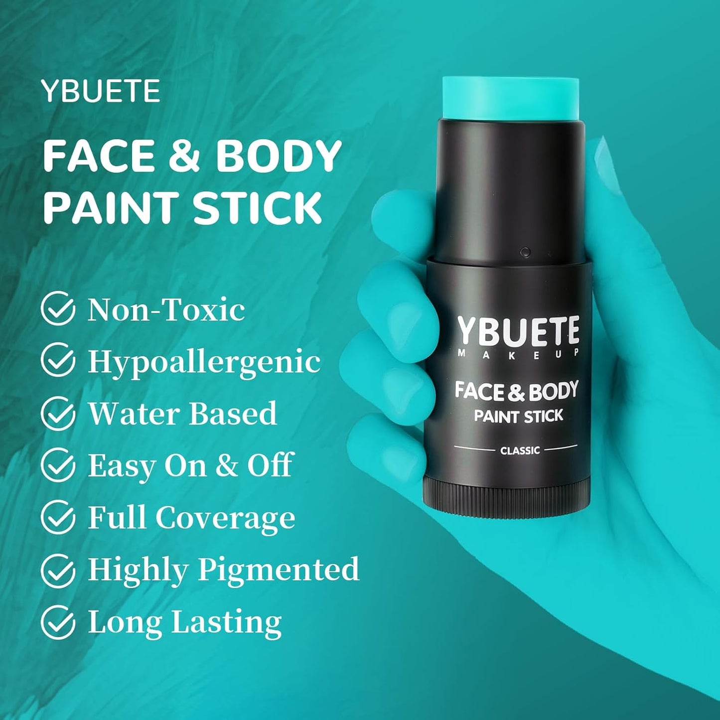 Teal Face Body Painting Stick, Professional Teal Full-coverage Cream Face Paint for Halloween SFX Avatar Corpse Bride Cosplay Makeup, Washable Eye Body Stick for Adult Costume Party