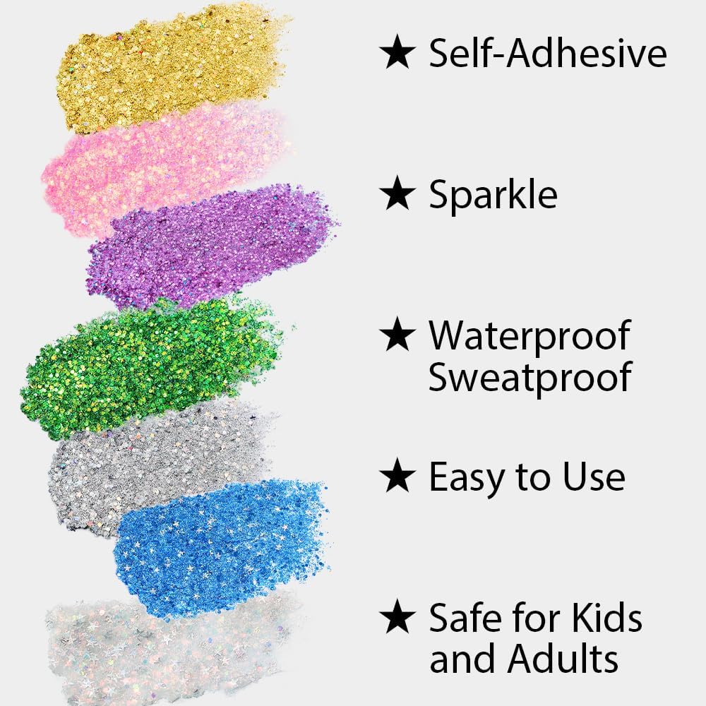 Mysense Silver Body Glitter Stick,Face Hair Glitter Gel for Kids Women,Festival Rave Pride Accessories,Holographic Mermaid Sequin Sparkling Chunky Glitter Makeup,0.56oz