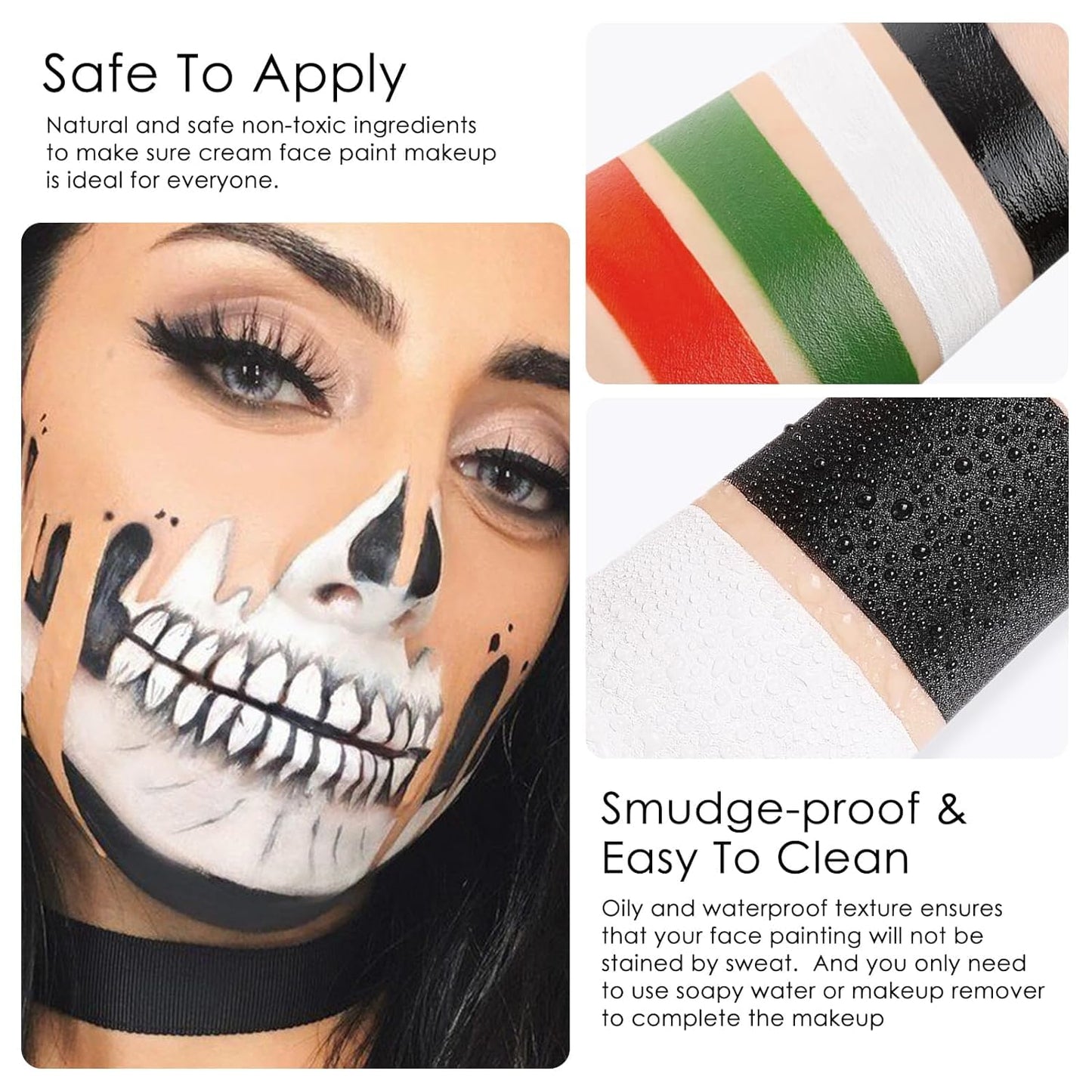 3 Colors Red Black Green Body Paint Sticks, Eye Black Baseball Sticks for Baseball/Football/Halloween/Costume Parties Accessories Vampire/Witch/Clown Makeup Face & Body Paint