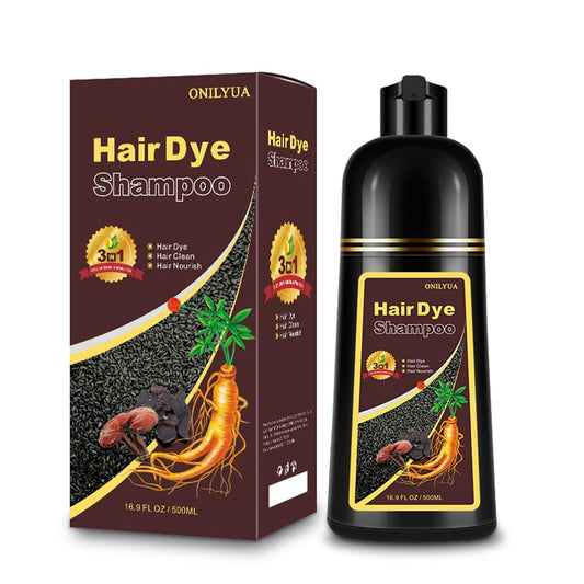 Hair Dye Shampoo 3-in-1, Instant Natural Hair Color Dye Shampoo for Women Men Black Tea, Root Touch Up & 3-4 Weeks Lasting & Easy to Use & for All Hair Types, 500ml