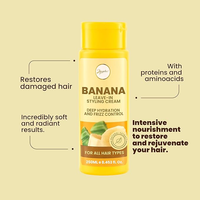 Anyeluz Banana Leave-In Styling Cream - Leave-In Conditioner for Frizz Control and Shine, Strengthens and Smooths Hair