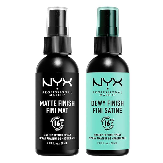 NYX PROFESSIONAL MAKEUP Makeup Setting Spray - Matte + Dewy Finish, Long-Lasting Face Mist for up to 16HR Wear, Vegan Formula (Pack Of 2)