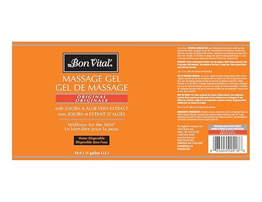 Bon Vital' Original Massage Gel for a Versatile Massage Foundation to Relax Sore Muscles and Repair Dry Skin, Superior Glide & Gentle Friction for Clients, 5 Gal, Label may Vary