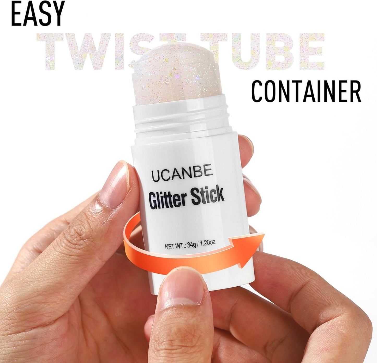 UCANBE White Body Glitter Stick for Singer Concerts Music Festivals, Face Glitter Makeup for Face Body Hair Eyes & Lips, Chunky Glitter Sparkling Mermaid Sequins for Women 1.2OZ