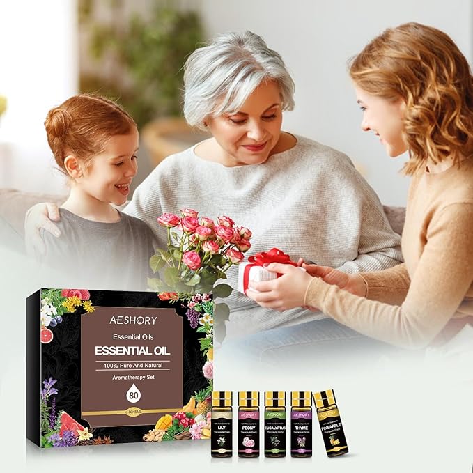 Essential Oil Set 80 Pcs-100% Natural Essential Oils Kit-Perfect for Diffuser, Humidifier, Aromatherapy, Massage,Soap, Candle Bath Bombs Making, 80 * 5ML(0.17oz)