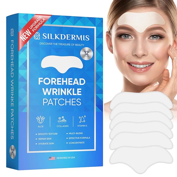 Anti Forehead Wrinkle Patches: Anti Wrinkle Facial Patches overnight- Forehead Wrinkles Treatment 144 pcs (Blue(12pcs))