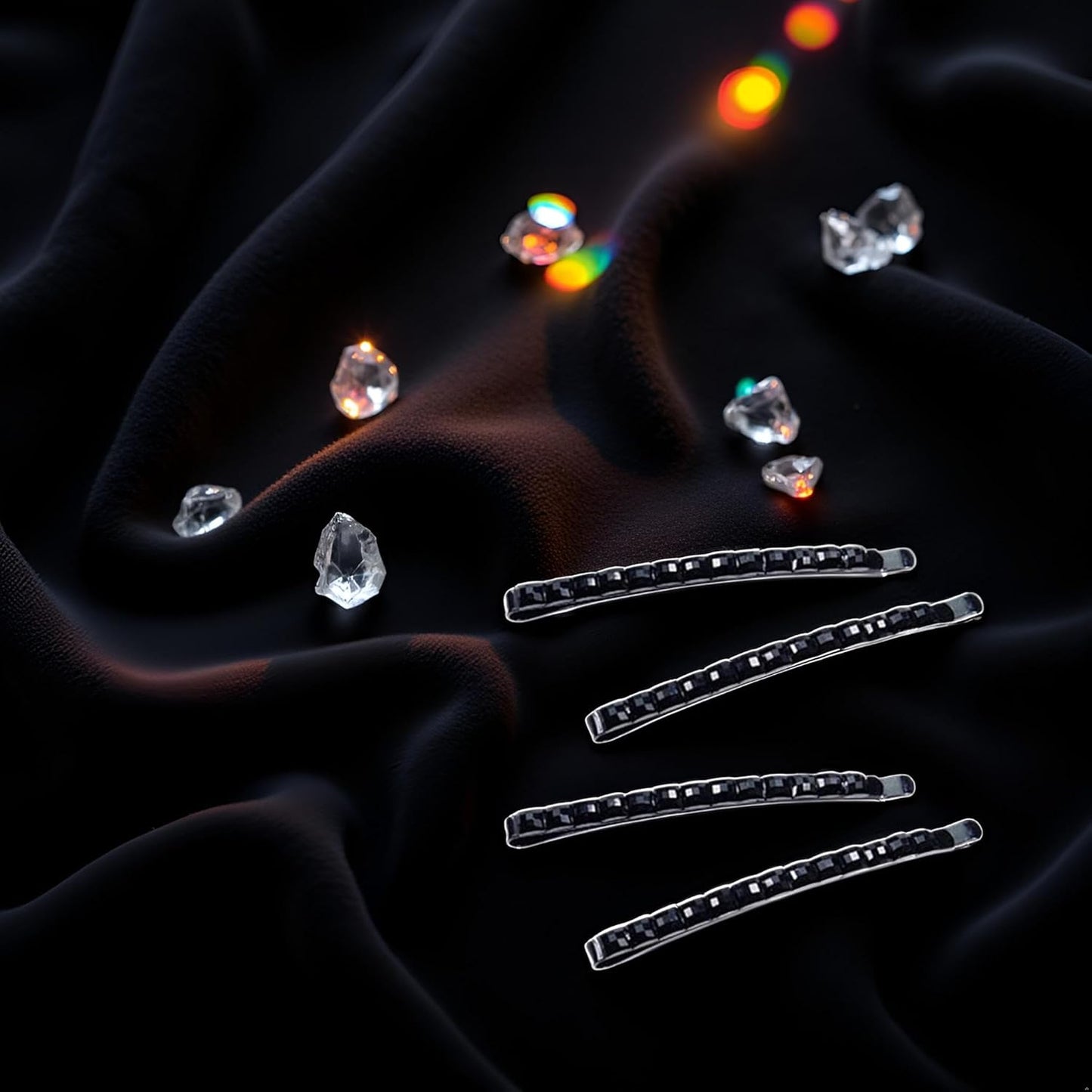 4Pcs Black Rhinestone Barrettes,Crystal Diamond Bobby Pin,Shiny Hair Pin,Sparkly Hair Decoration for Women Clip Bangs Metal Hair Clip Hair Pins Hair Styling Pins，Hair Accessories