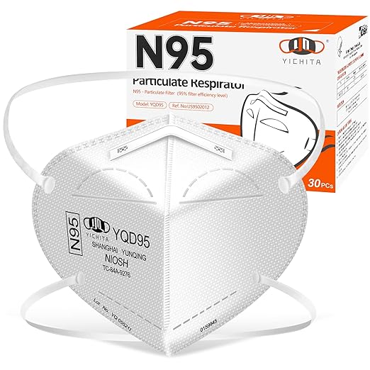 N95 Mask NIOSH Approved 30-Pack, Particulate Respirator N95 Face Masks Universal Fit - Individually Wrapped