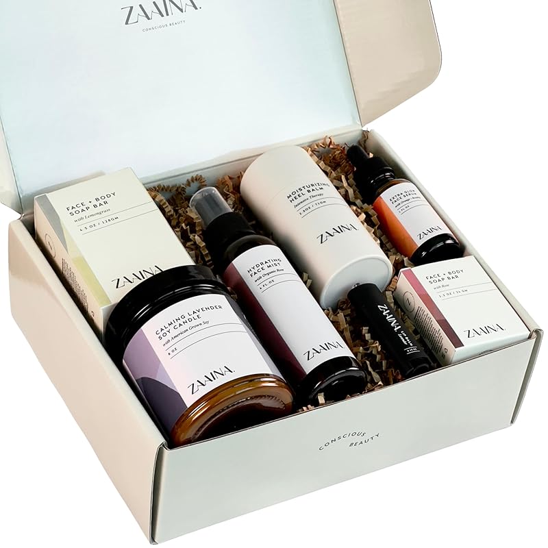 Spa Gift Set for Her - Relaxation Spa Kit for Women, Handmade in USA, Pampering At Home Bath and Body Self Care Spa Package, Luxury Spa Gifts for Women, Spa Gift Basket for Mom, Birthday Gifts for Women by ZAAINA