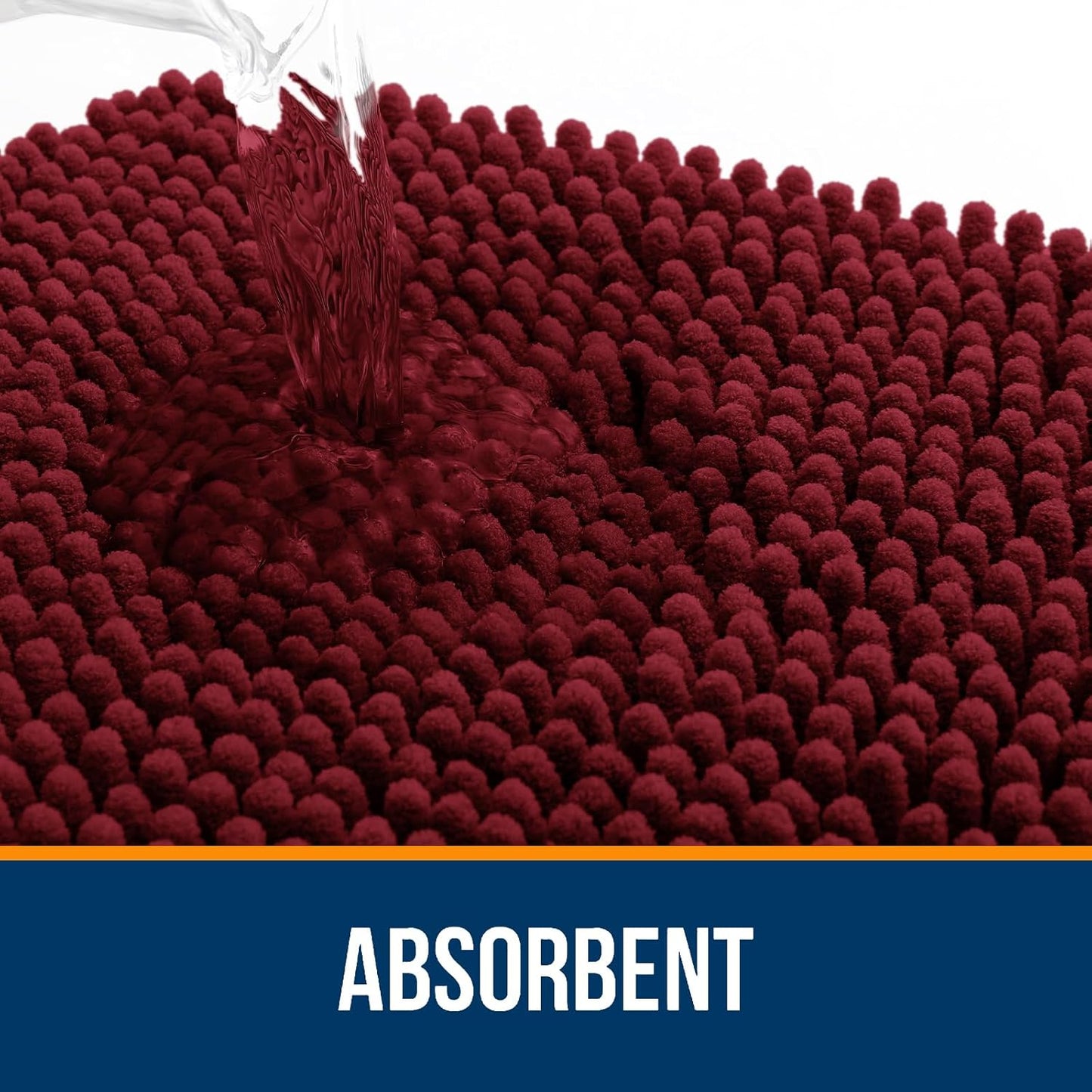 OLANLY Bathroom Rugs 24x16, Extra Soft Absorbent Chenille Bath Rugs, Rubber Backing Quick Dry, Machine Washable Bath Mats for Bathroom Floor, Tub and Shower, Home Decor Accessories, Burgundy