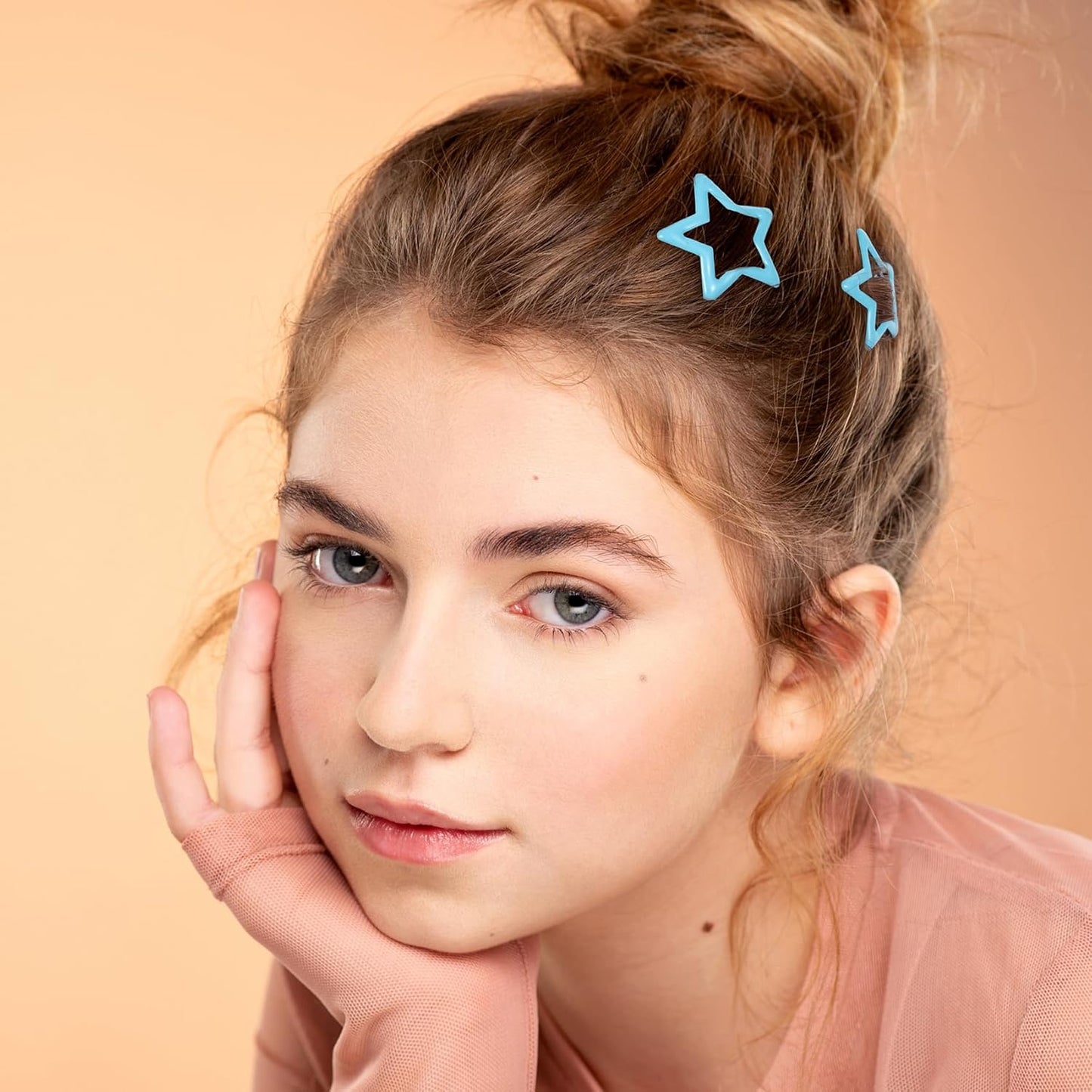 Joez Wonderful 20 Pcs Star Hair Clips, 1.18''/3cm Metal Snap Hair Clips, Cute Star Clips Hair Barrettes, Non-Slip Fashion Stars Hair Accessories for Women (Light Blue)