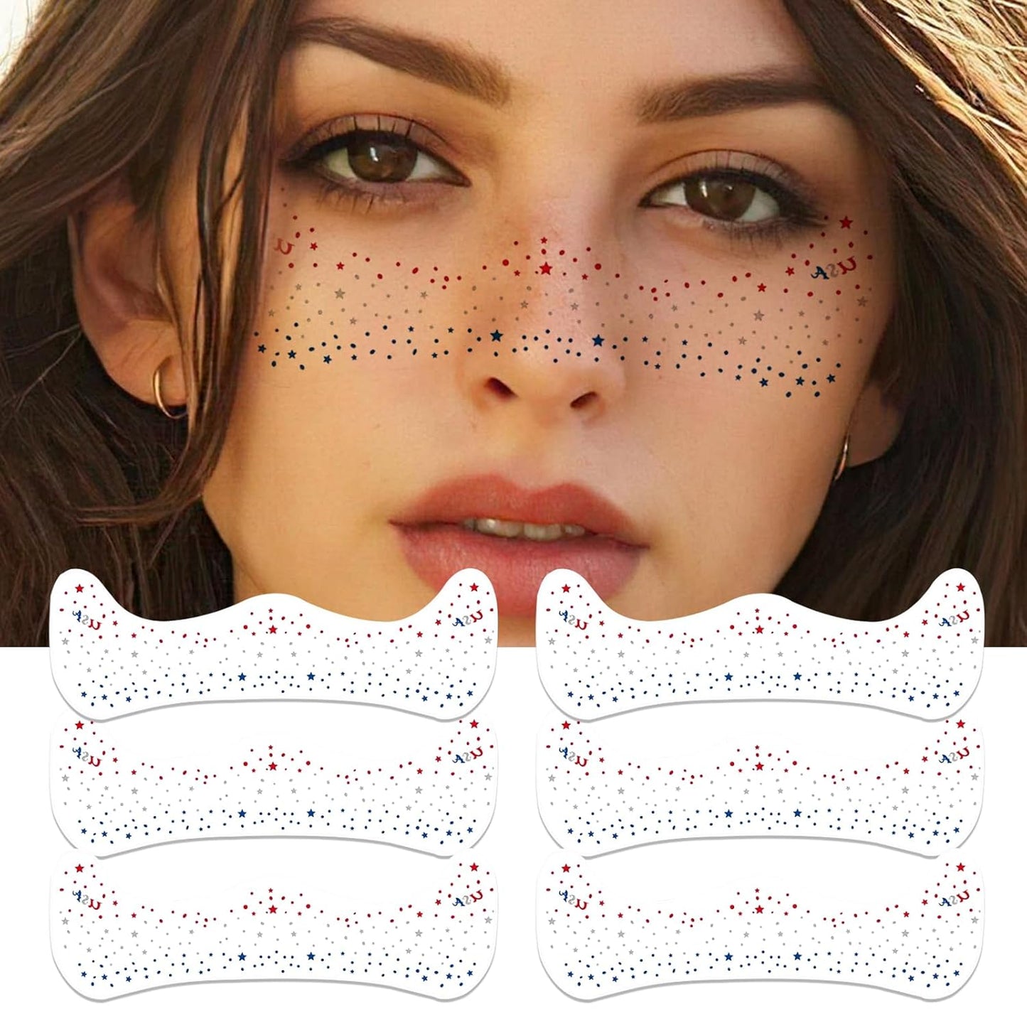Temporary Tattoos Adult: Glitter Freckles & Star Face | Body Glitters with Face Glitter for Women Girls - Country Concerts Festival Rave Accessories (star)