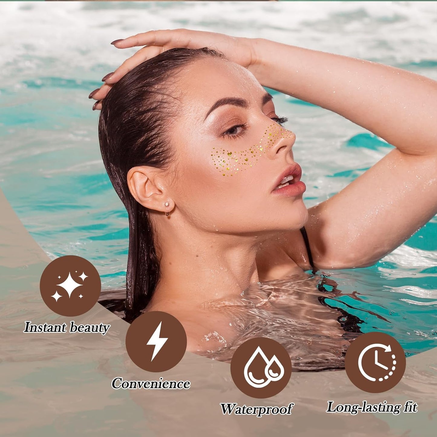 Glitter Freckles Face Tattoo,Freckles Temporary Face Tattoos, Body Face Glitter for Women Girls, Festival Outfits Rave Accessories, Country Concerts, Party, Makeup Glitter Patch 30PCS