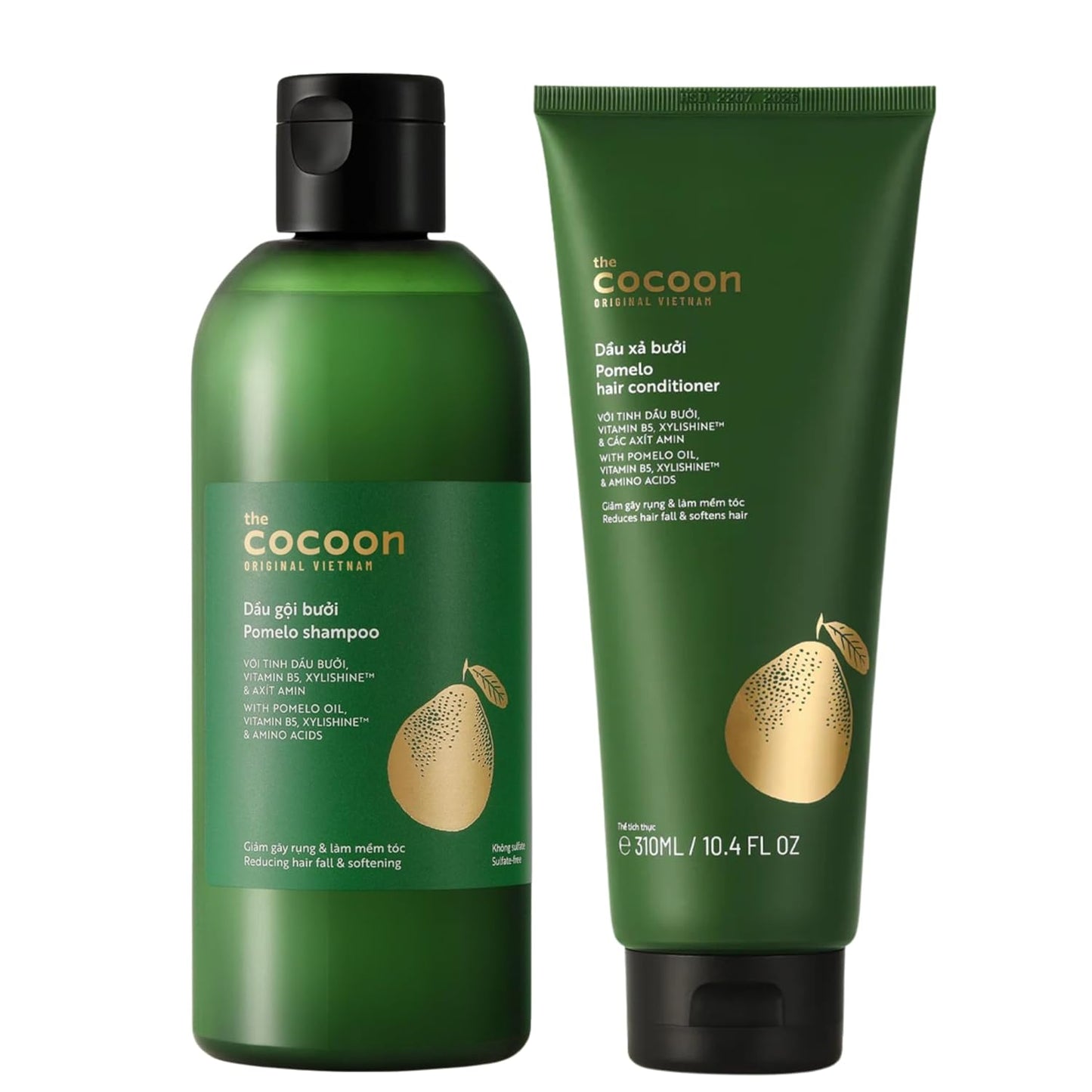 Cocoon Pomelo Shampoo & Conditioner Bundle - Anti Hair Loss, Natural, Sulfate free | For Thinning, Damaged, Color Treated Hair | Reduce Fall & Soften Strands (10.5 fl oz each)