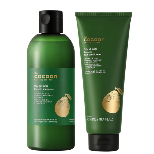 Cocoon Pomelo Shampoo & Conditioner Bundle - Anti Hair Loss, Natural, Sulfate free | For Thinning, Damaged, Color Treated Hair | Reduce Fall & Soften Strands (10.5 fl oz each)